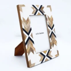 Picture Frames-Kirkland's Home Geometric Pattern Wood Picture Frame, 4X6