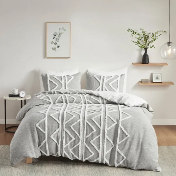 Comforters-Kirkland's Home Geometric 3-Pc. Full/Queen Comforter Set Gray