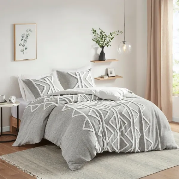Comforters-Kirkland's Home Geometric 3-Pc. Full/Queen Comforter Set Gray
