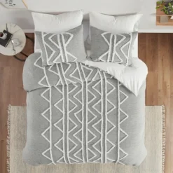 Comforters-Kirkland's Home Geometric 3-Pc. Full/Queen Comforter Set Gray