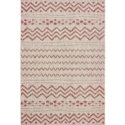 Outdoor Rugs-Kirkland's Home Geometric Stripe Sun Shower Outdoor Area Rug, 7X9 Red/Ivory