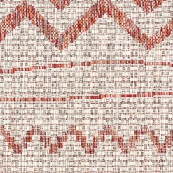 Outdoor Rugs-Kirkland's Home Geometric Stripe Sun Shower Outdoor Area Rug, 7X9 Red/Ivory