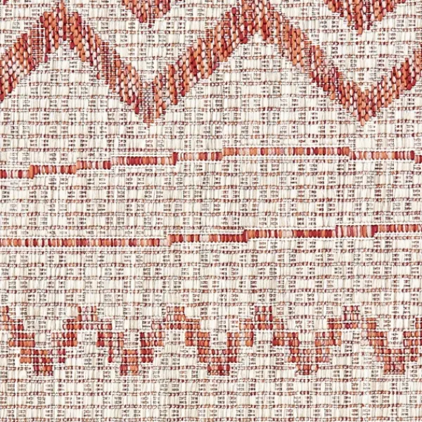 Outdoor Rugs-Kirkland's Home Geometric Stripe Sun Shower Outdoor Area Rug, 7X9 Red/Ivory