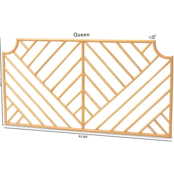 Beds & Headboards-Kirkland's Home Geometric Weave Rat Queen Headboard Tan