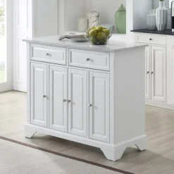 Kitchen Islands & Bar Carts-Kirkland's Home Gia All Marble Kitchen Island White