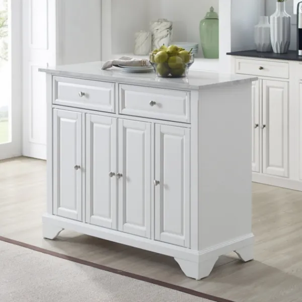 Kitchen Islands & Bar Carts-Kirkland's Home Gia All Marble Kitchen Island White