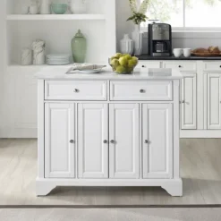 Kitchen Islands & Bar Carts-Kirkland's Home Gia All Marble Kitchen Island White