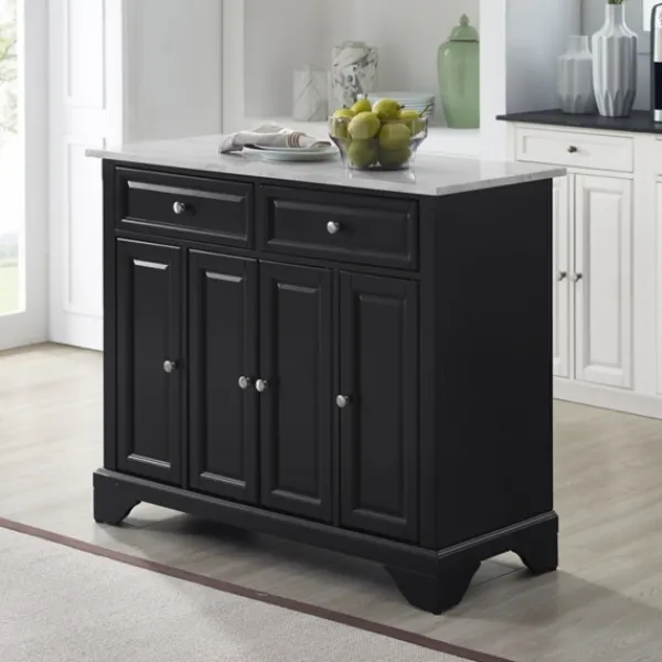 Kitchen Islands & Bar Carts-Kirkland's Home Gia Black And White Marble Kitchen Island Black/White