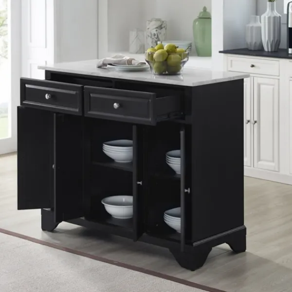 Kitchen Islands & Bar Carts-Kirkland's Home Gia Black And White Marble Kitchen Island Black/White