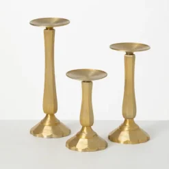 Candle Holders-Kirkland's Home Gilded En 3-Pc. Pillar Candle Holder Set Gold