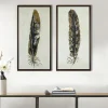 Framed Art-Kirkland's Home Gilded Feathers Canvas Art Prints, Set Of 2 Black/Gold