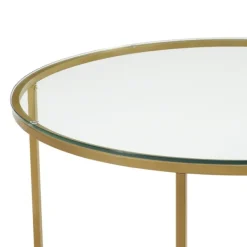 Coffee Tables-Kirkland's Home Glass & Gold X-Base Coffee Table Clear