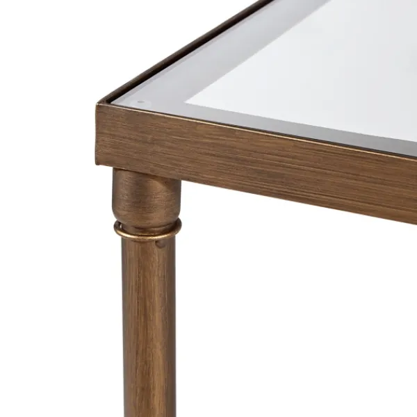 Coffee Tables-Kirkland's Home Glass And Metal Rectangle Porter Coffee Table Gold