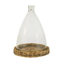 Decorative Accents-Kirkland's Home Glass And Wicker Base Cloche Tan/Clear
