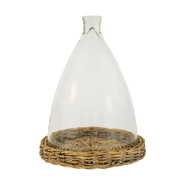 Decorative Accents-Kirkland's Home Glass And Wicker Base Cloche Tan/Clear