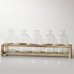 Vases-Kirkland's Home Glass Bottle Vase And Crate 5-Pc. Set Clear