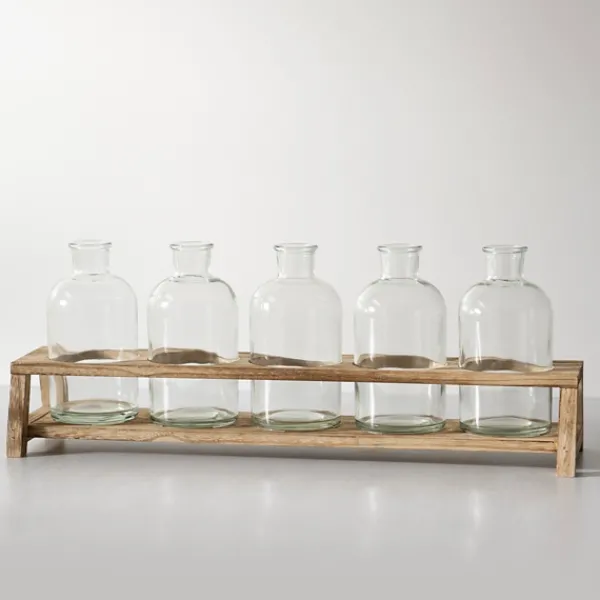 Vases-Kirkland's Home Glass Bottle Vase And Crate 5-Pc. Set Clear