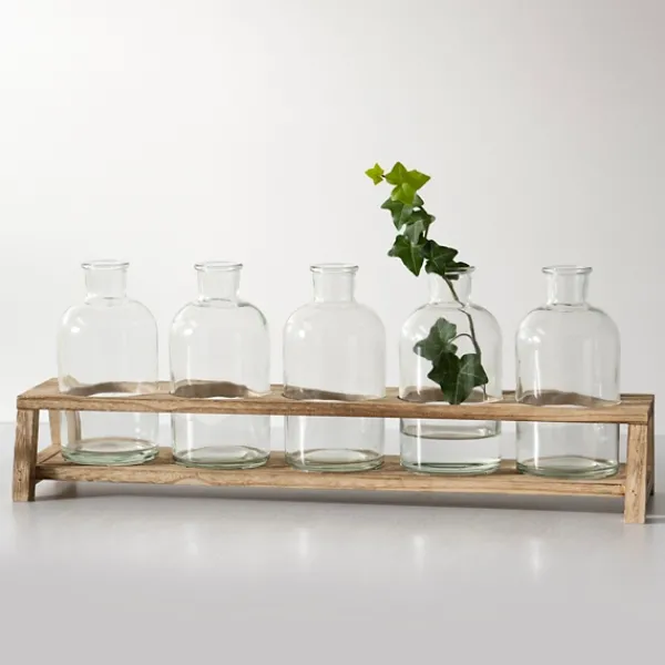 Vases-Kirkland's Home Glass Bottle Vase And Crate 5-Pc. Set Clear