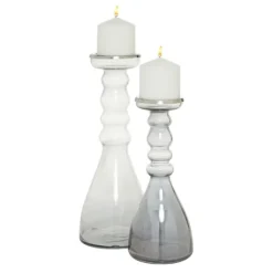 Candle Holders-Kirkland's Home Glass Candle Holders, Set Of 2 Clear