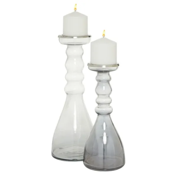 Candle Holders-Kirkland's Home Glass Candle Holders, Set Of 2 Clear