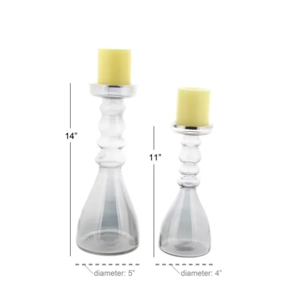 Candle Holders-Kirkland's Home Glass Candle Holders, Set Of 2 Clear