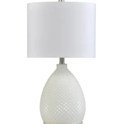 Table Lamps-Kirkland's Home Glass Diamond Table Lamp White