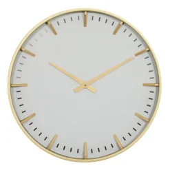 Clocks-Kirkland's Home Glass Frame Gold Accent Wall Clock White
