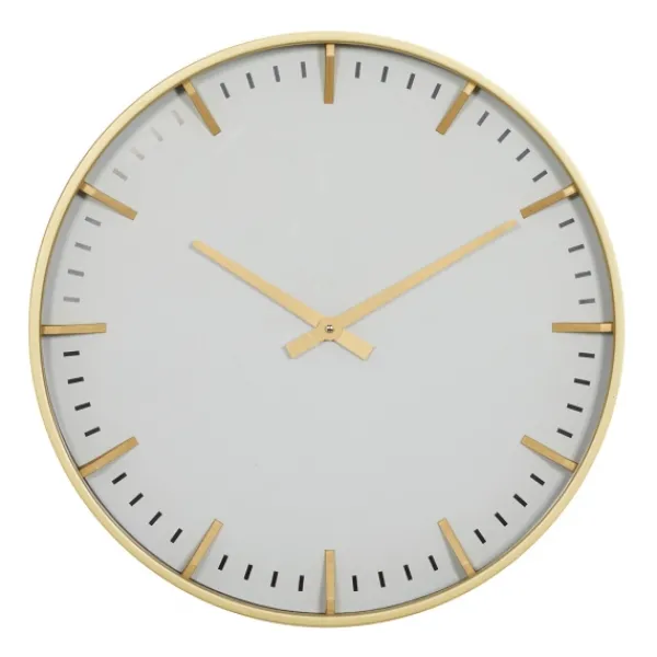 Clocks-Kirkland's Home Glass Frame Gold Accent Wall Clock White