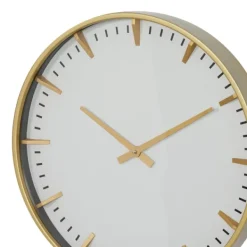 Clocks-Kirkland's Home Glass Frame Gold Accent Wall Clock White