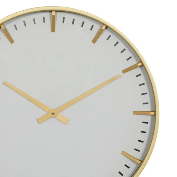 Clocks-Kirkland's Home Glass Frame Gold Accent Wall Clock White