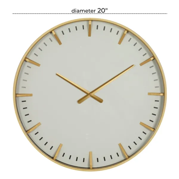 Clocks-Kirkland's Home Glass Frame Gold Accent Wall Clock White