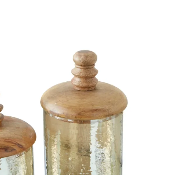 Decorative Bowls & Jars-Kirkland's Home Glass Jars, Set Of 2 Gold