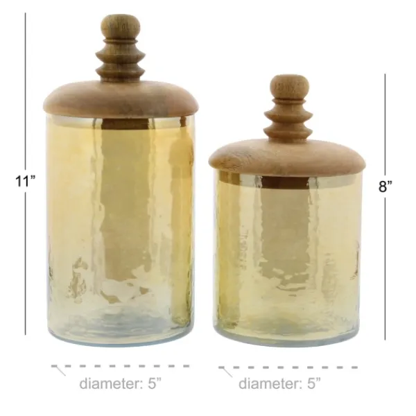 Decorative Bowls & Jars-Kirkland's Home Glass Jars, Set Of 2 Gold