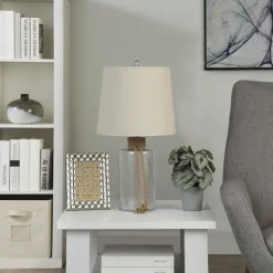 Table Lamps-Kirkland's Home Glass Jug Table Lamp With Rope Trim Tan