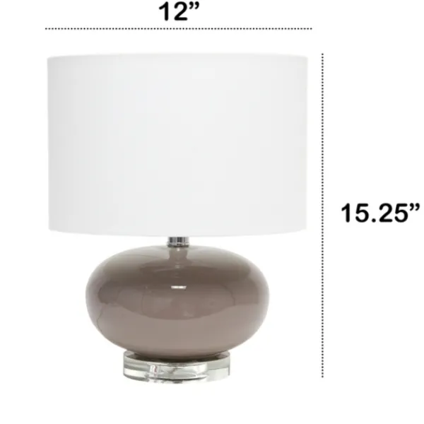 Table Lamps-Kirkland's Home Glass Short Oval Table Lamp Brown