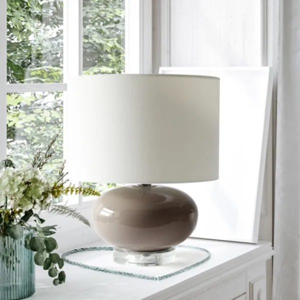 Table Lamps-Kirkland's Home Glass Short Oval Table Lamp Brown