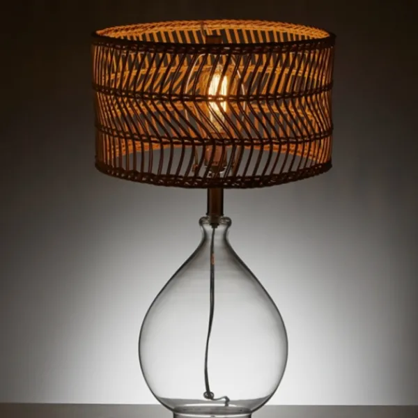Table Lamps-Kirkland's Home Glass Teardrop Natural Rat Table Lamp Tan