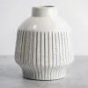Vases-Kirkland's Home Glaze Ribbed Terracotta Vase, 12 In. White