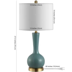 Table Lamps-Kirkland's Home Glazed Blue Glass Teardrop Table Lamp White