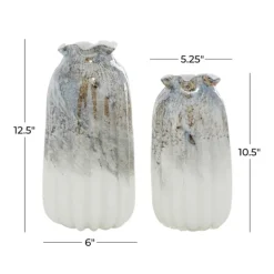 Vases-Kirkland's Home Glazed Gray Glass Vases, Set Of 2 Gray/White