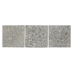 Wall Plaques-Kirkland's Home Glazed Iron Carved Floral Plaques, Set Of 3 Gray