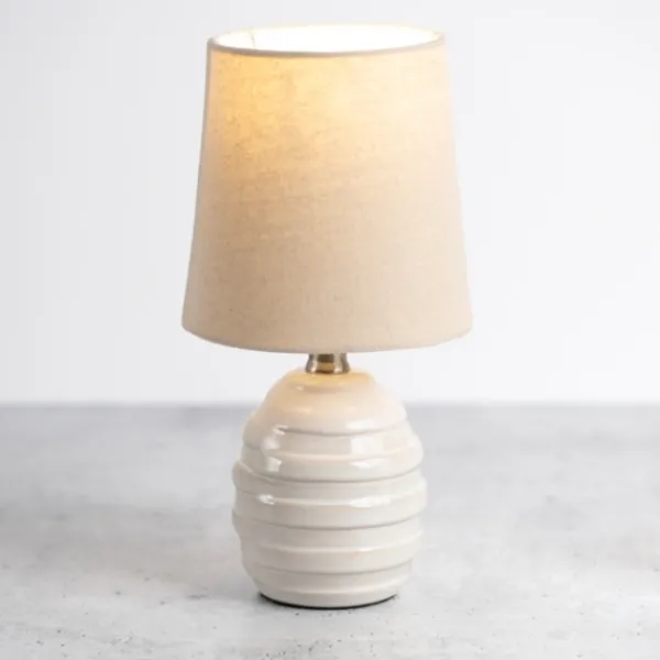 Table Lamps-Kirkland's Home Glazed Ivory Stride Mini Table Lamp Tan