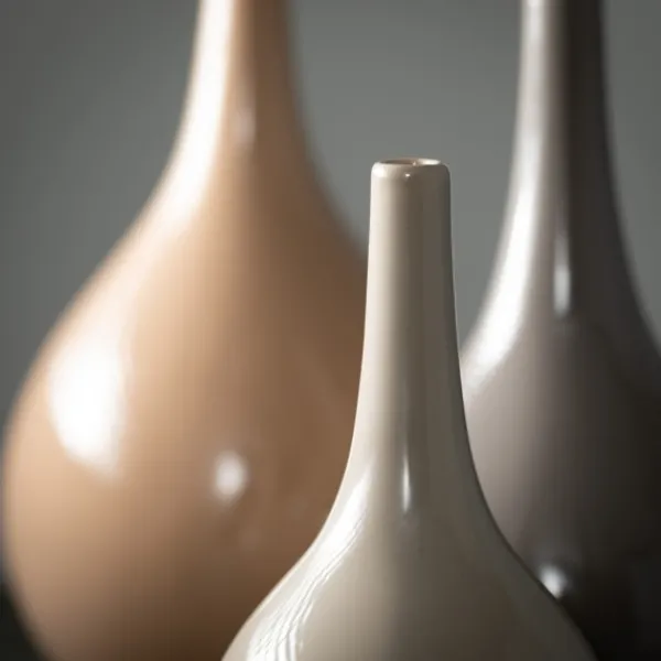 Vases-Kirkland's Home Glossy Earth Tone 3-Pc. Decorative Vase Set Brown/Tan/Gray