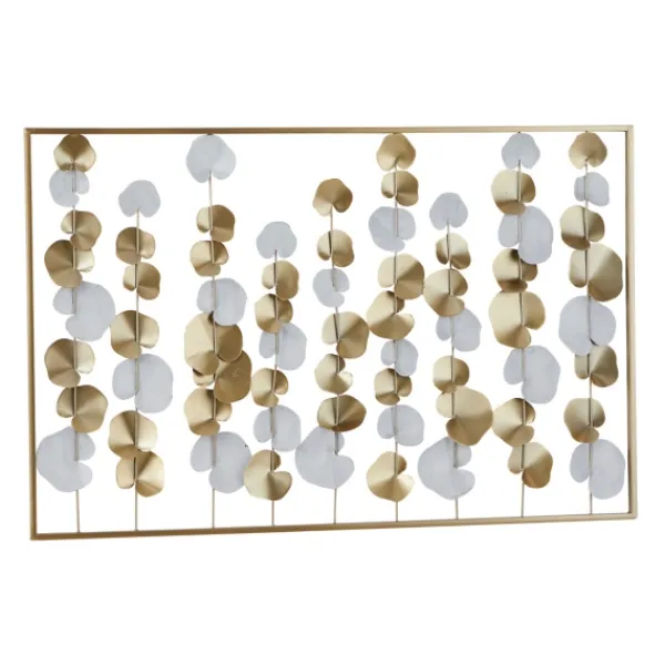 Wall Plaques-Kirkland's Home Glossy Gold Leaves Framed Wall Plaque Gold/White