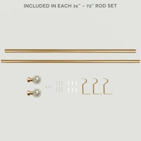 Curtain Rods & Hardware-Kirkland's Home Gold Aged Mercury Sphere Curtain Rod, 72 In.