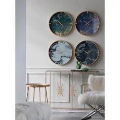 Clocks-Kirkland's Home Gold And Black Marble Face Wall Clock