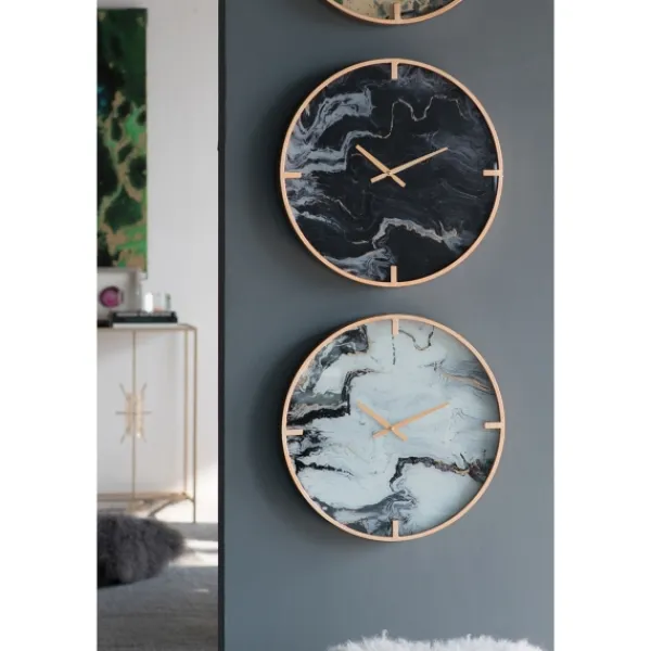 Clocks-Kirkland's Home Gold And Black Marble Face Wall Clock
