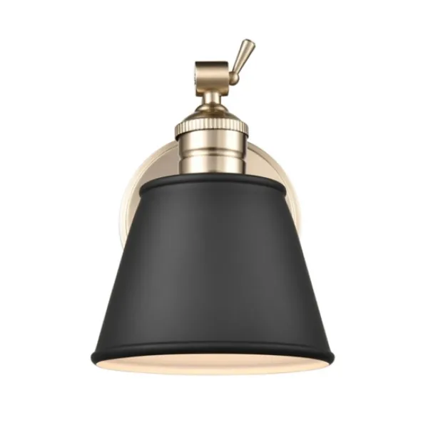 Sconces-Kirkland's Home Gold And Black Metal Tapered Shade Wall Sconce