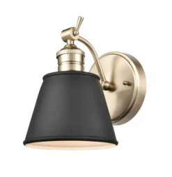 Sconces-Kirkland's Home Gold And Black Metal Tapered Shade Wall Sconce