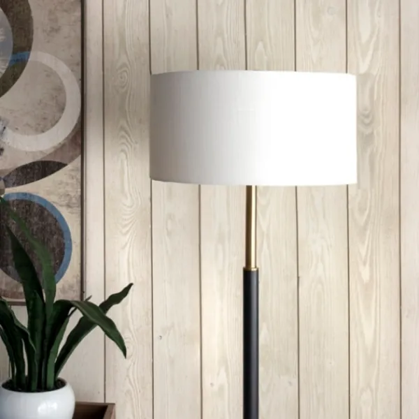 Floor Lamps-Kirkland's Home Gold And Black Simple Stem Floor Lamp White